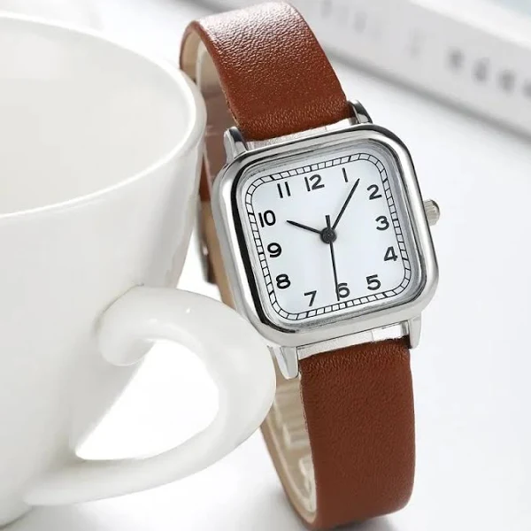 2024 nowy cyfrowy modny zegarek prosty kwadratowy mała tarcza studencki skórzany pasek damski