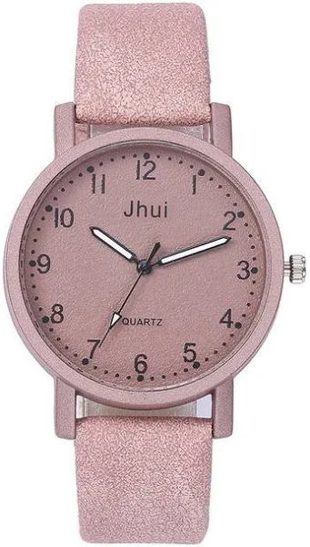 Zegarek DAMSKI Ekoskóra WYGODNY Czytelny Kwarcowy ELEGANCKI BATERIE Różowy