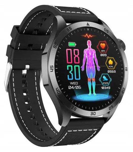 Smartwatch Pomiar Glukozy Ekg Puls Ciśnienie Rozmowy Ekran Amoled