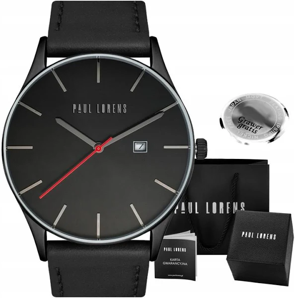Zegarek męski Paul Lorens Longio klasyczny datownik Box Grawer
