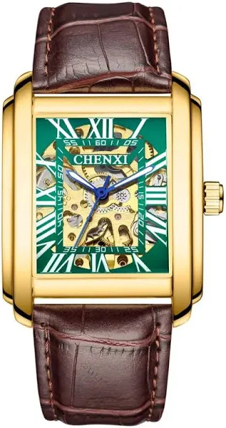 2022 moda prostokąt CHENXI zegarek mężczyźni Casual zegarki wodoodporne automatyczne mechaniczne