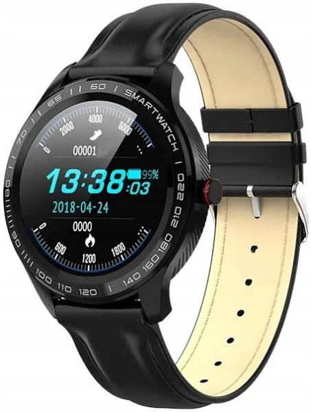 Garett, Smartwatch, Men 3S, czarny, skórzany