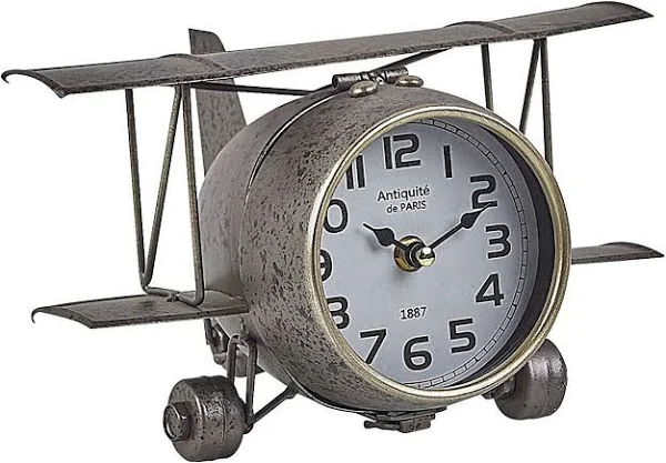 Beliani Zegar stojący w kształcie samolotu srebrny STANS Lumarko!