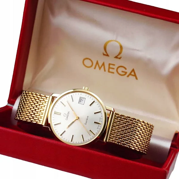 Omega zegarek męski Vintage Lite złoto 14K 585 kaliber 1030 1972 Box