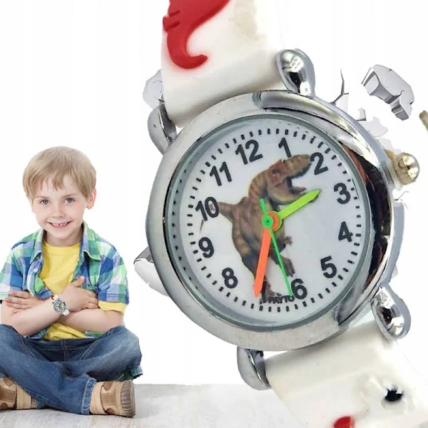 Klasyczny Zegarek Dla Dziecka Chłopca Dinozaury Edu Pierwszy Zegarek