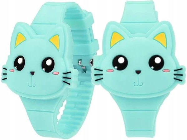 Dziecięcy silikonowy zegarek z kotkiem CUTE LED