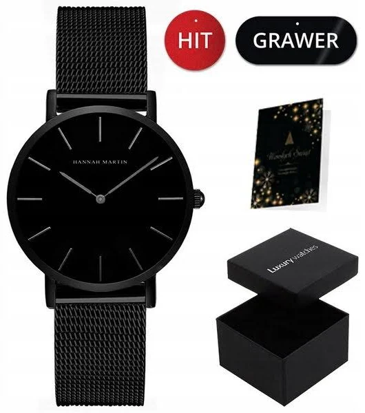 Empik Zegarek Damski Na Bransolecie Czarny Czarna Tarcza