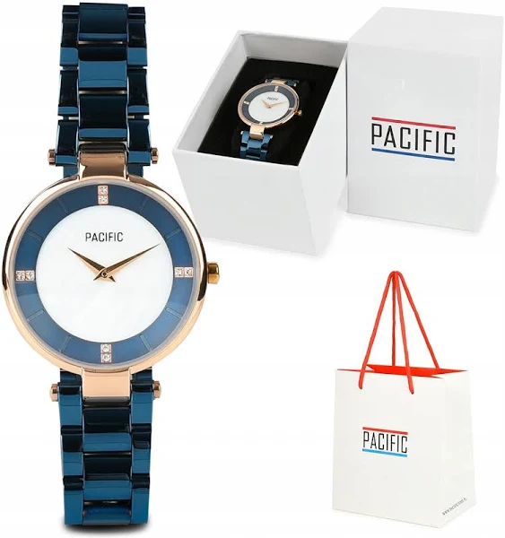 Zegarek damski czarny bransoletka klasyczny Pacific pudełko