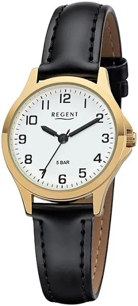 Regent damski zegarek skórzany pasek 2103484 analogowy skórzany pasek czarny UR2103484