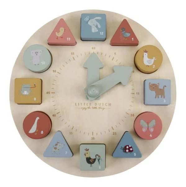 Drewniany zegar do nauki Little Dutch