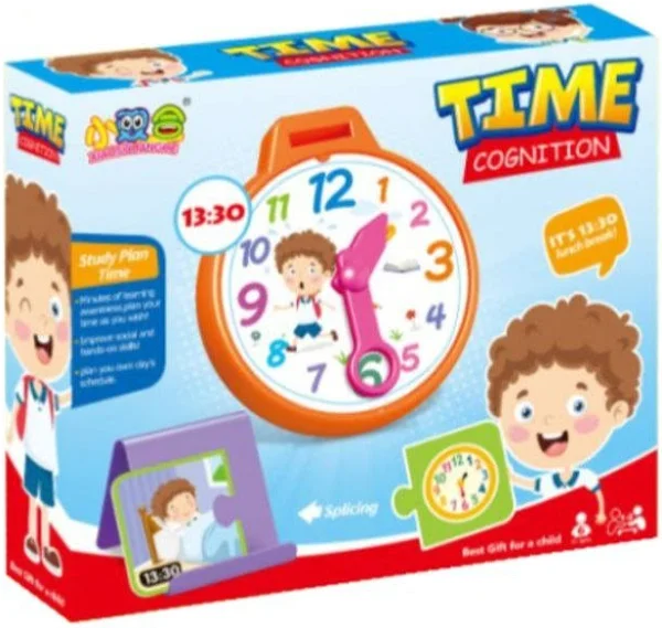 Zegar Do Nauki Godzin + 30 Kart Puzzle Edukacyjna Gra Nauka Godzin