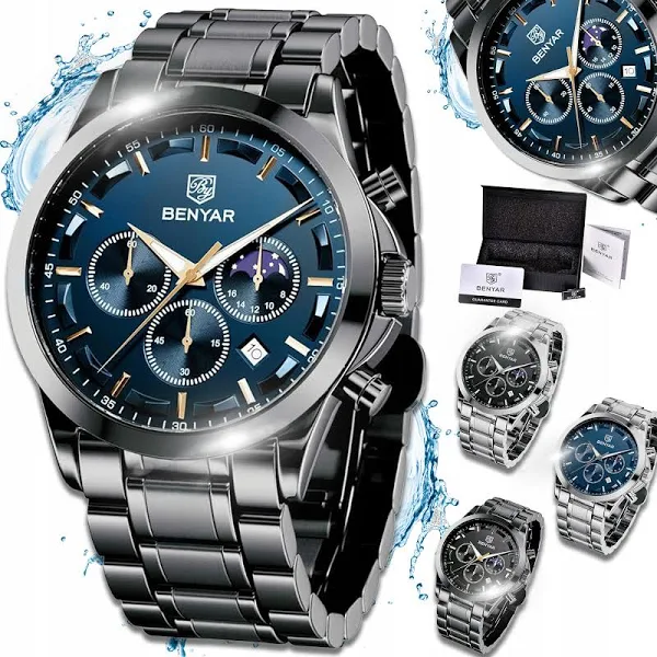 Zegarek Męski Benyar Klasyczny Chronograf Datownik