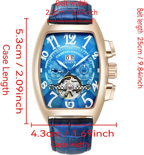 CASENO Top luksusowa marka męski w pełni automatyczny mechaniczny zegarek z tourbillonem kalendarz