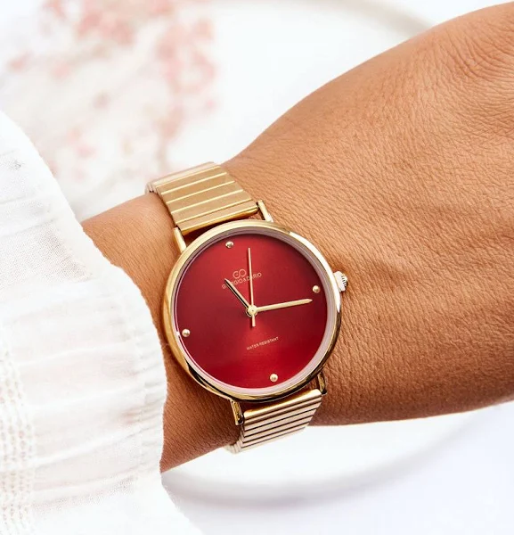 Damski Wodoodporny Zegarek G&d Złoto-czerwony