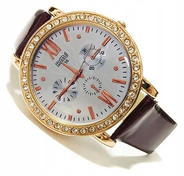 Zegarek damski Kms pasek skóra czerwony fiolet