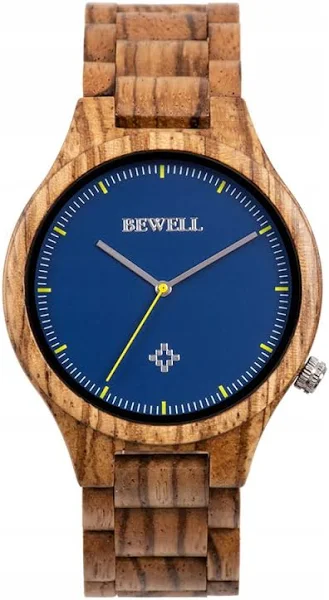 Zegarek drewniany męski Bewell ZS-W168AG zebra wood