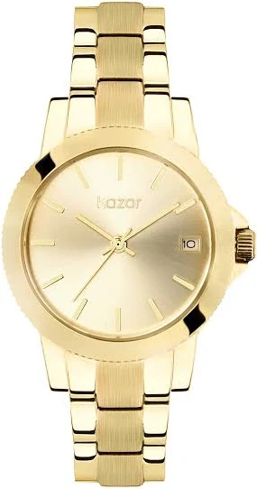 Zegarek z wąską bransoletą i ząbkowanym pierścieniem