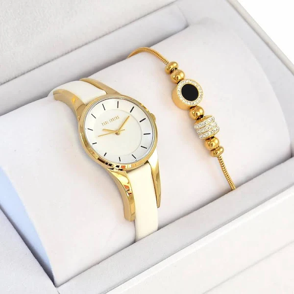 Zestaw damski zegarek damski Paul Lorens Sevilla 8154A-3C2 biały + bransoletka Daniel Klein