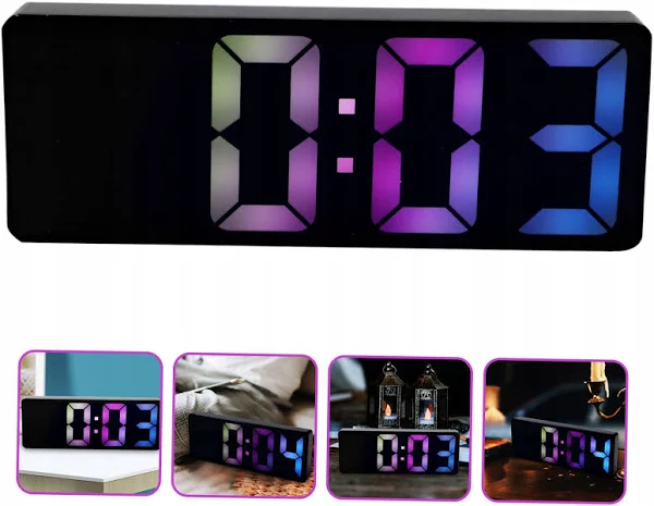 Cyfrowy Zegar Alarmowy Led Duży Wyświetlacz Do Sypialni
