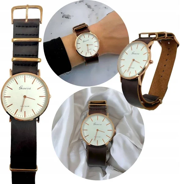 Zegarek Damski Analog Geneva Platinum Brąz